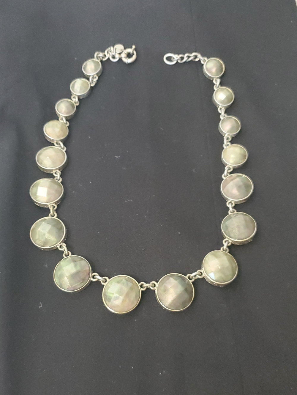 Sterling Silver Mother-of-Pearl Station Necklace - Iridescent Pewter